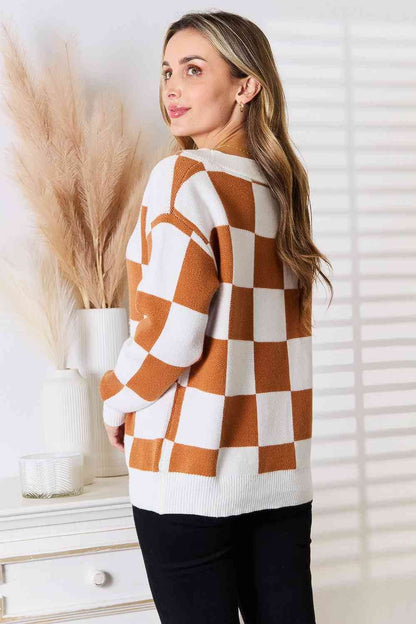 Double Take Button-Up V-Neck Dropped Shoulder Women Cardigan