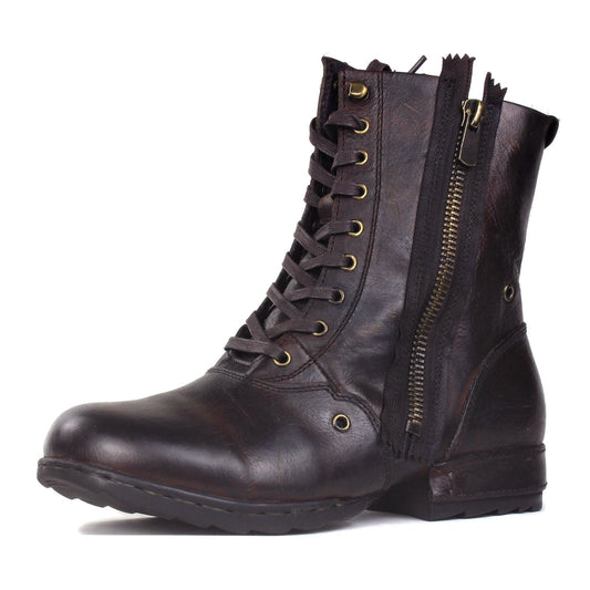 Men's Leather Ankle Boots OSS-5008-8-H-Vintage DarkBrown